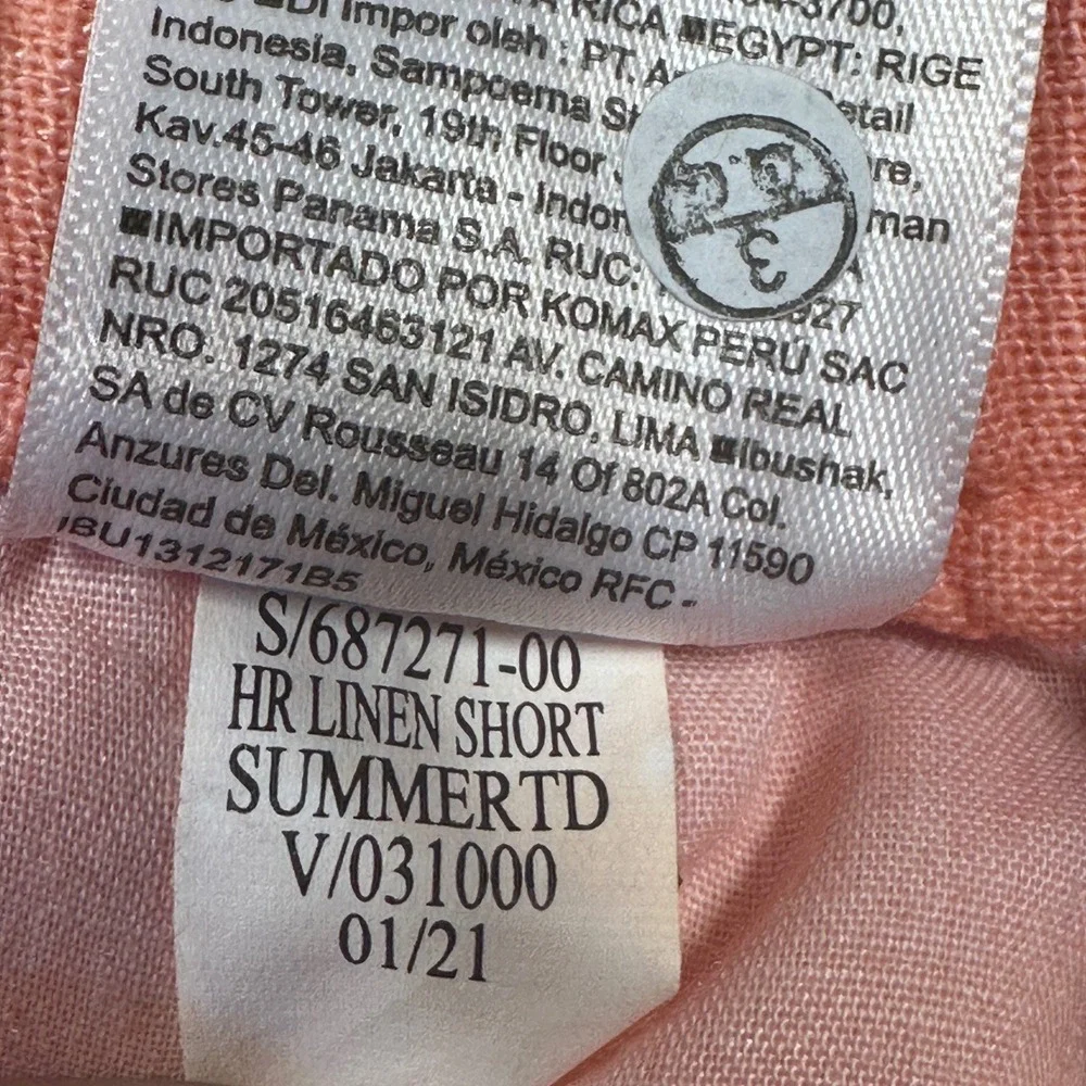 Old Navy Linen‎ Blend Shorts Tie Dye Drawstring Summer Women's L Peach Burgundy